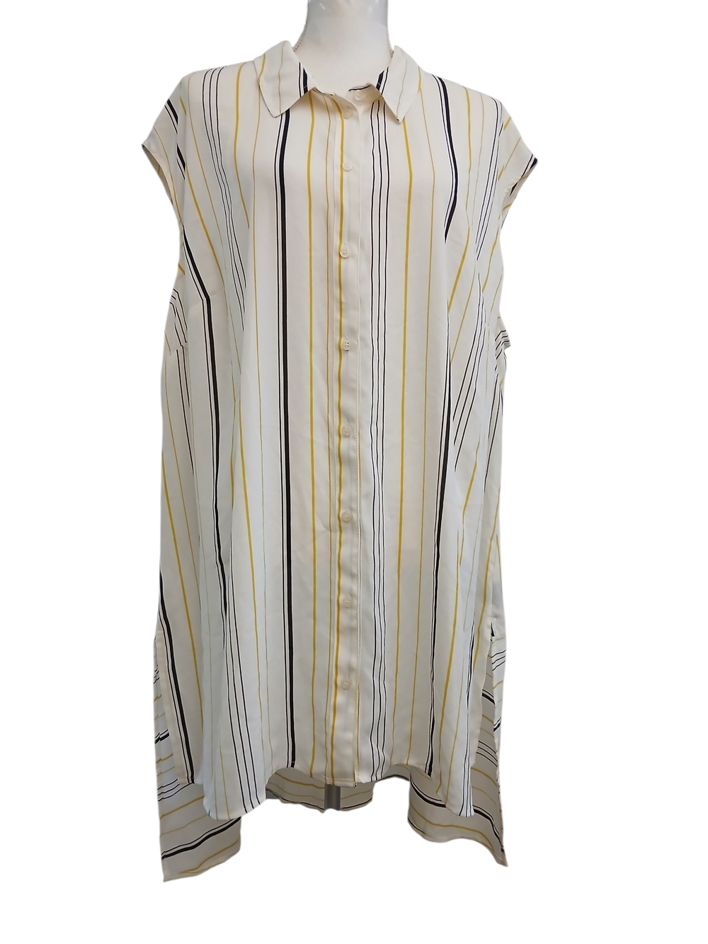 Worthington Size 2X Sleeveless Button-Front Striped Shirt Blouse  $18